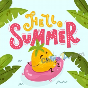 你好夏天矢量卡通海报